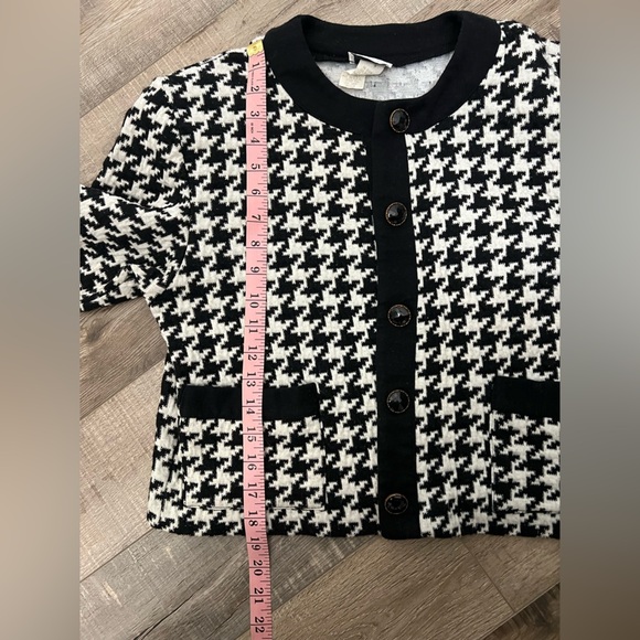 Vintage 80s Black and White lightweight Houndstooth Blazer Sz M EUC - Picture 9 of 9
